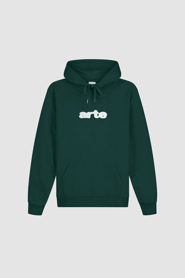 Embroidery Logo Hoodie in Green, front view