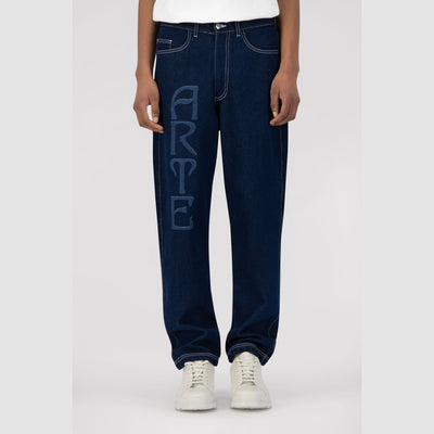 Pantalon Paul avec logo sur le devant - Denim bleu