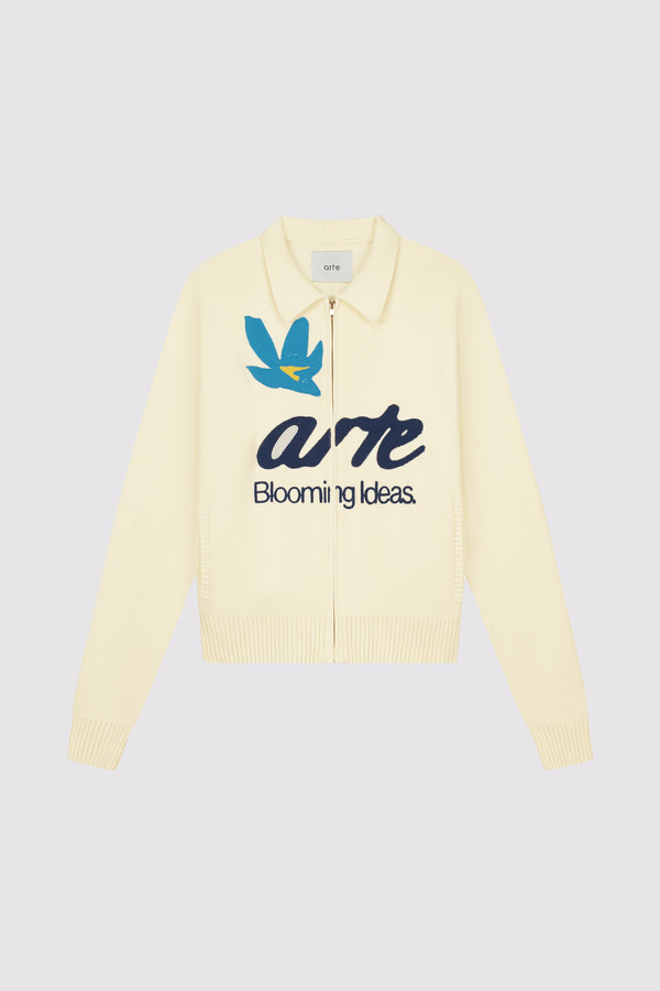 Blooming Ideas Cardigan in Cream, front view