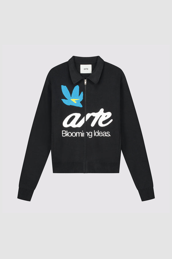 Blooming Ideas Cardigan in Black, front view
