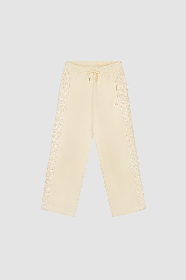 Flower Tape Pants in Cream, front view