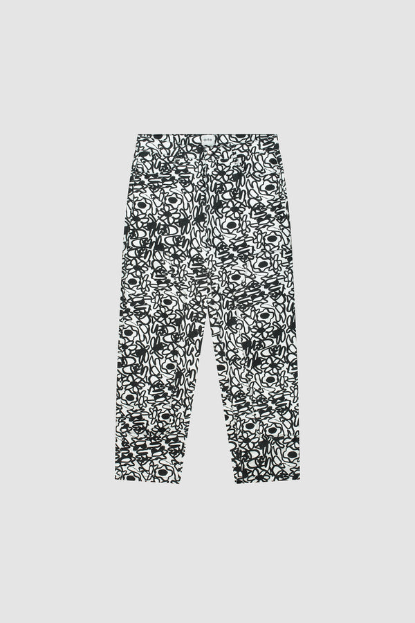 Allover Flowers Pants in Black/White, front view