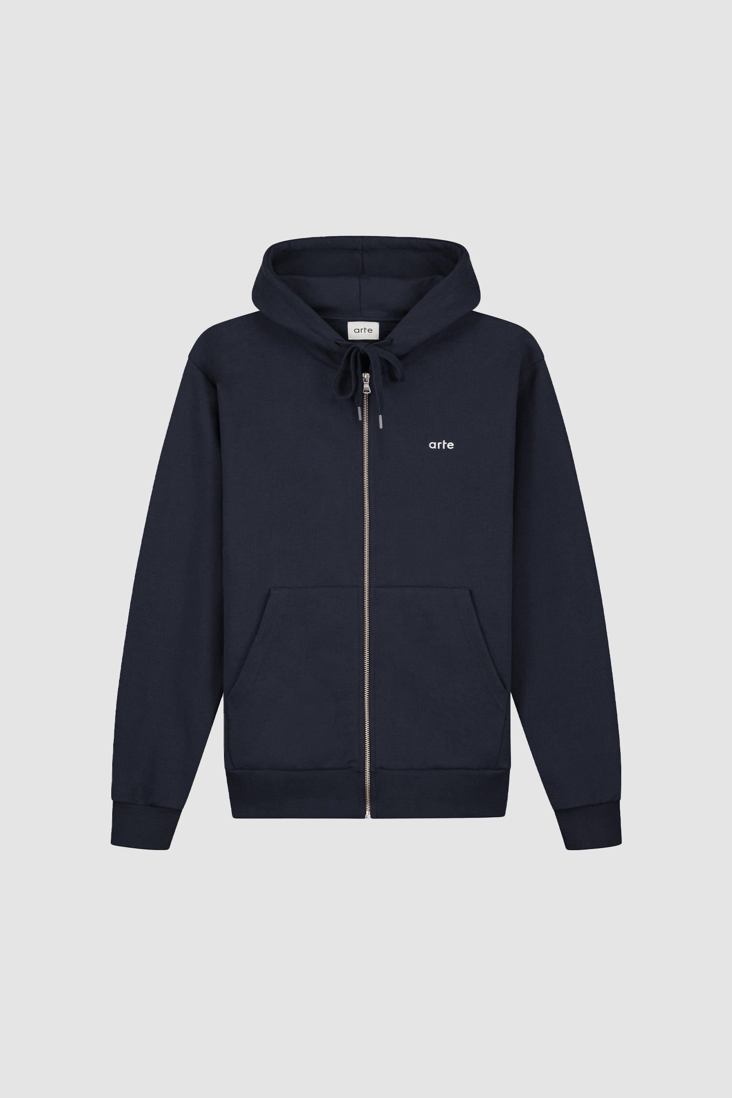 Puff Back Zipper Hoodie - Navy