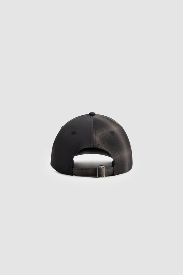 Plaided Nylon Cap in Black/Plaid, front view