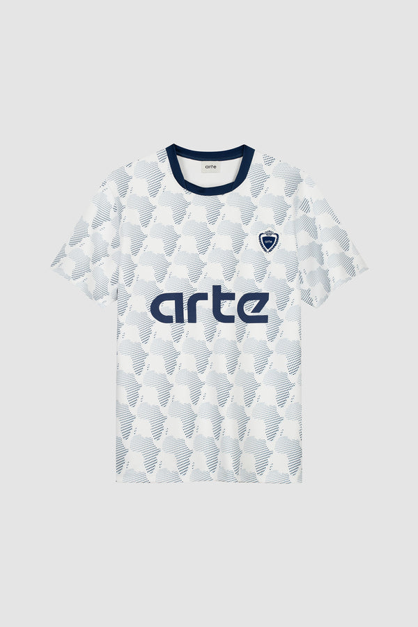 Footbal Shirt in White/Navy, front view