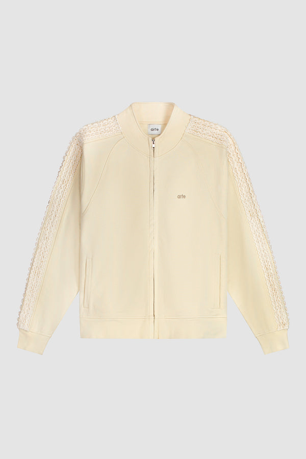 Flower Tape Jacket in Cream, front view