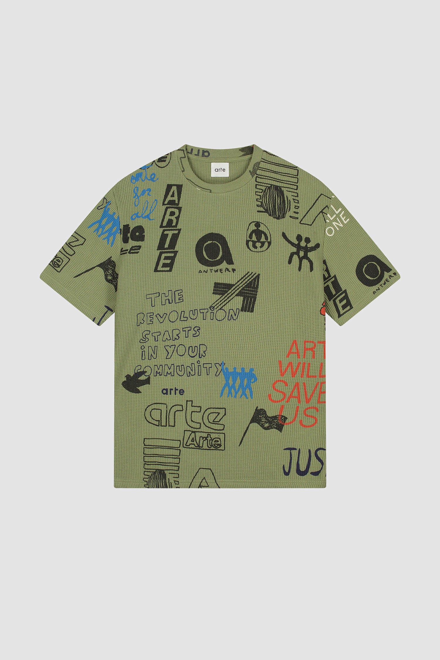 T-shirt Waffle vert, vue de face