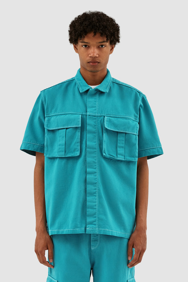 Peter Detail Pocket Shirt - Lake Blue