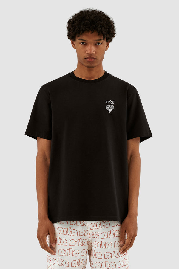 Taut Embroi Heart Logo T-shirt - Black