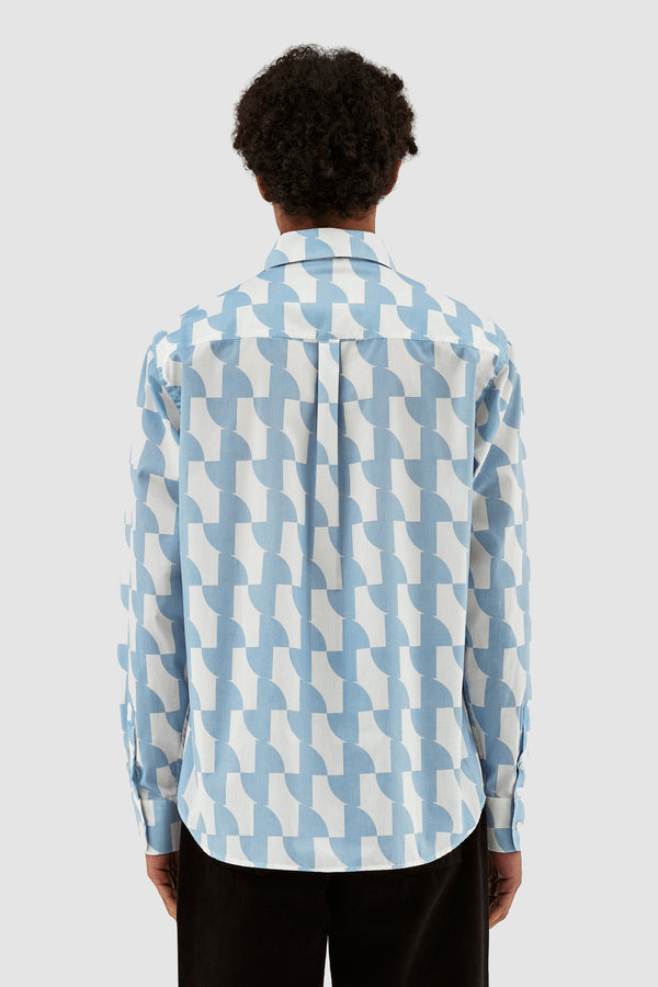 Stockton Print Shirt - Light Blue/White