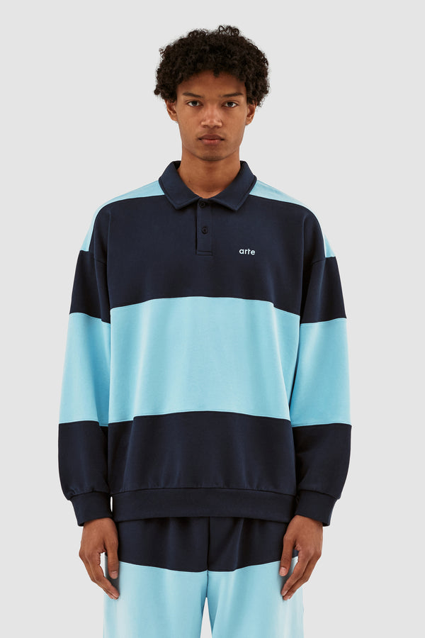 Cam Stripes Sweater - Navy/Light Blue