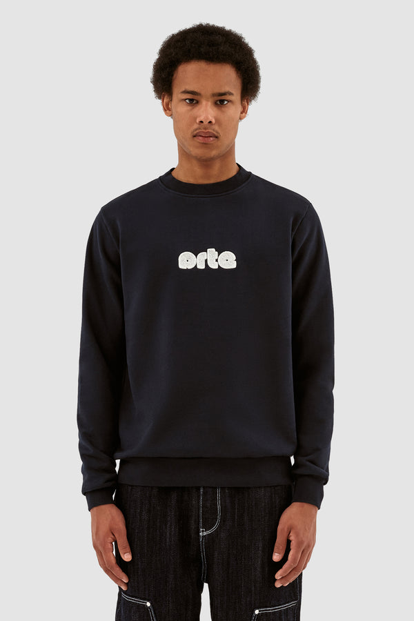 Conrad Chenille Logo Crewneck - Navy