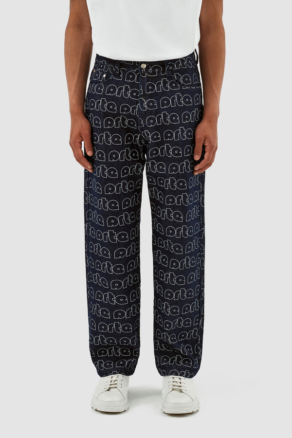 Paul Allover Logo Pants - Blue/White