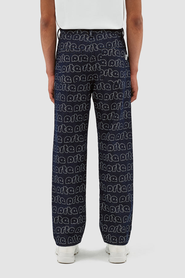 Paul Allover Logo Pants - Blue/White
