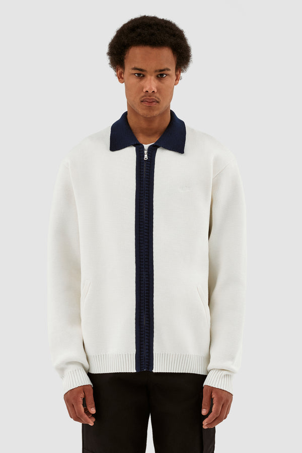 Keler Conrast Cardigan - White