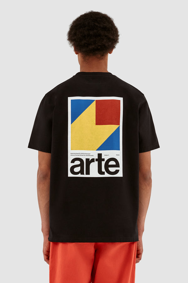 Taut Back Y Print T-shirt - Black