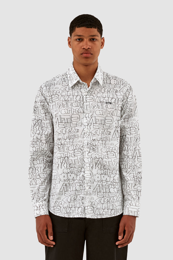 Stockton Allover Logo Shirt - White/Black