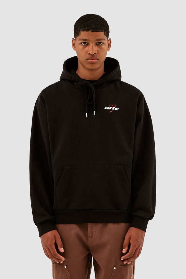 Harris Heart Logo Small Hoodie - Black