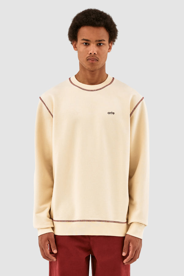Clark Contrast Crewneck - Cream