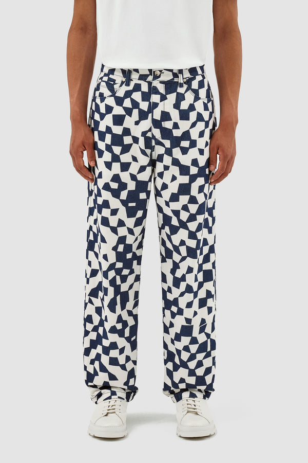 Paul Abstract Pants - Navy/White