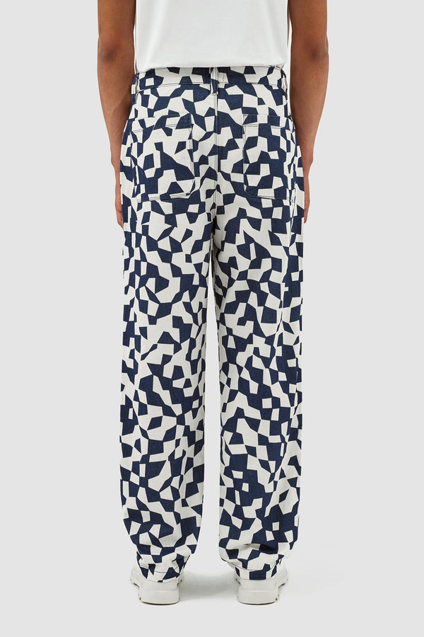 Paul Abstract Pants - Navy/White