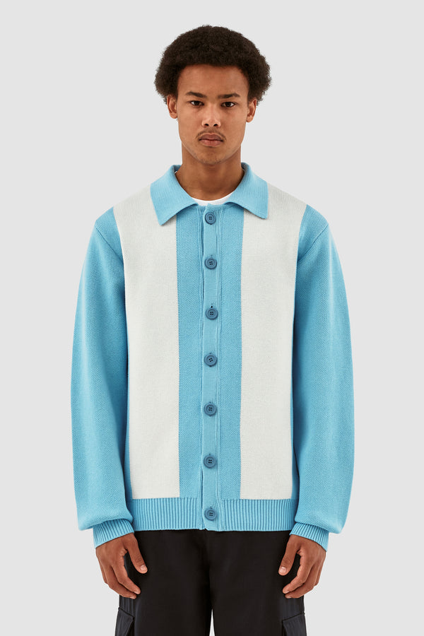 Keler Stripe Cardigan - Light Blue/Cream