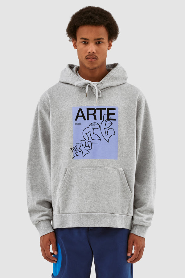 Harris Blue Front Hoodie - Grey
