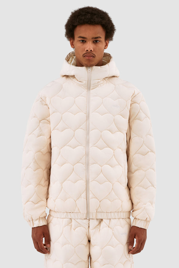 Joey Heart Puffer Jacket - Cream