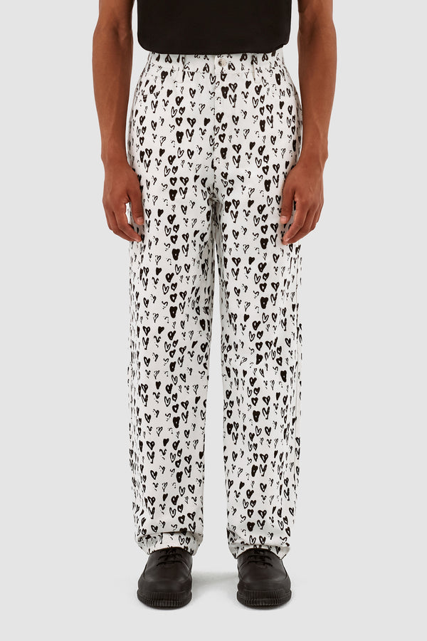 Jean Allover Heart Pants - White/Black