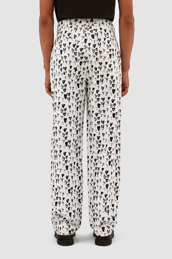 Jean Allover Heart Pants - White/Black