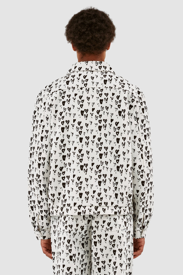 Jean Allover Heart Jacket - White/Black