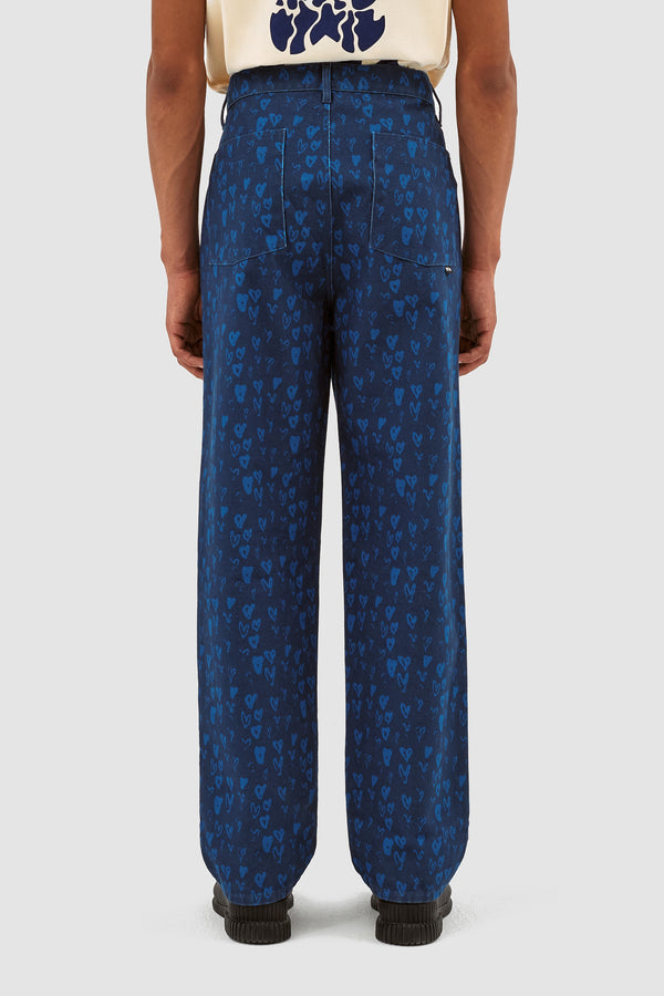 Jean Allover Heart Pants - Navy/Blue