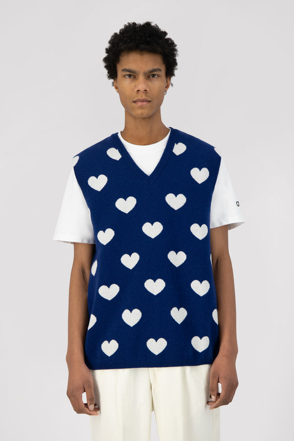 Klimt Heart Knit - Blue/White