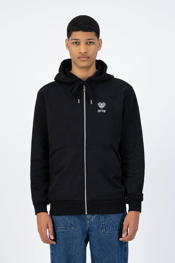 Hoch Embroi Hooded Zipper - Black - Arte Antwerp