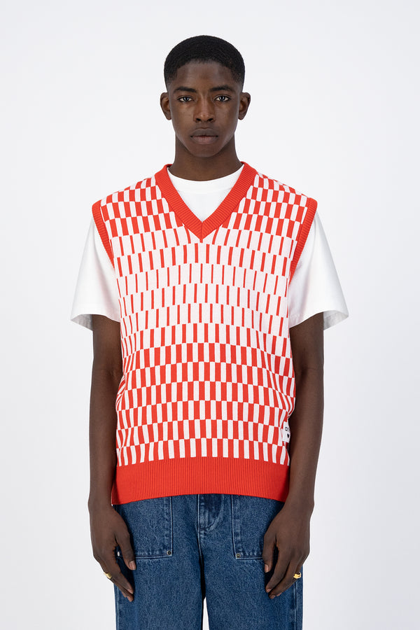 Karl Trip Knit - Red/White