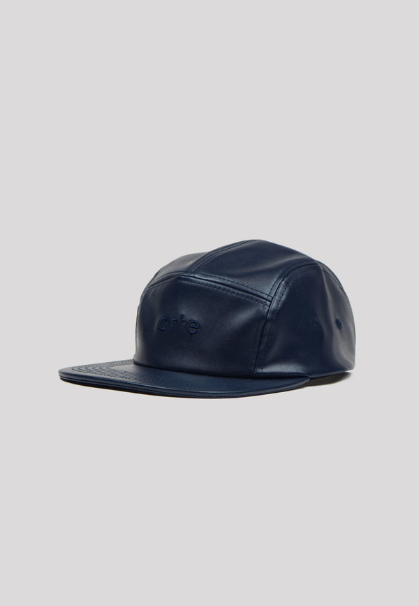 Craqq Leather Cap - Navy