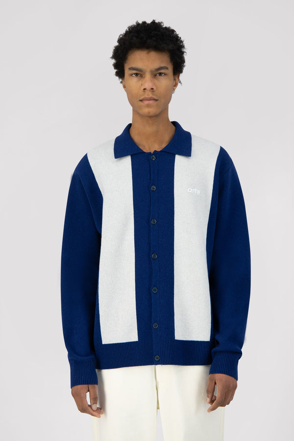 Koloman Cardigan Sweater - Navy/White